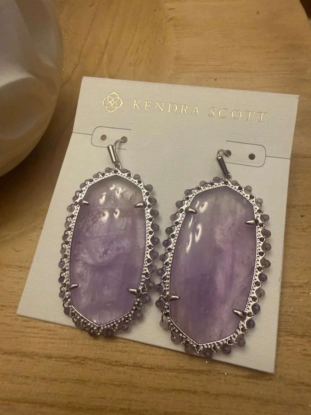 Kendra Scott Beaded Danielle Statement Earrings Amethyst Silver